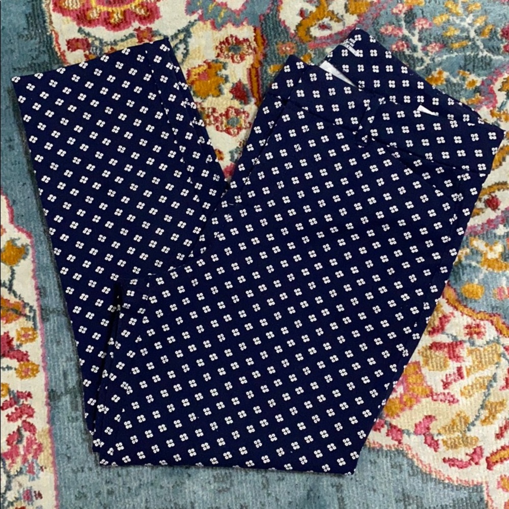 Navy Printed Work Pants